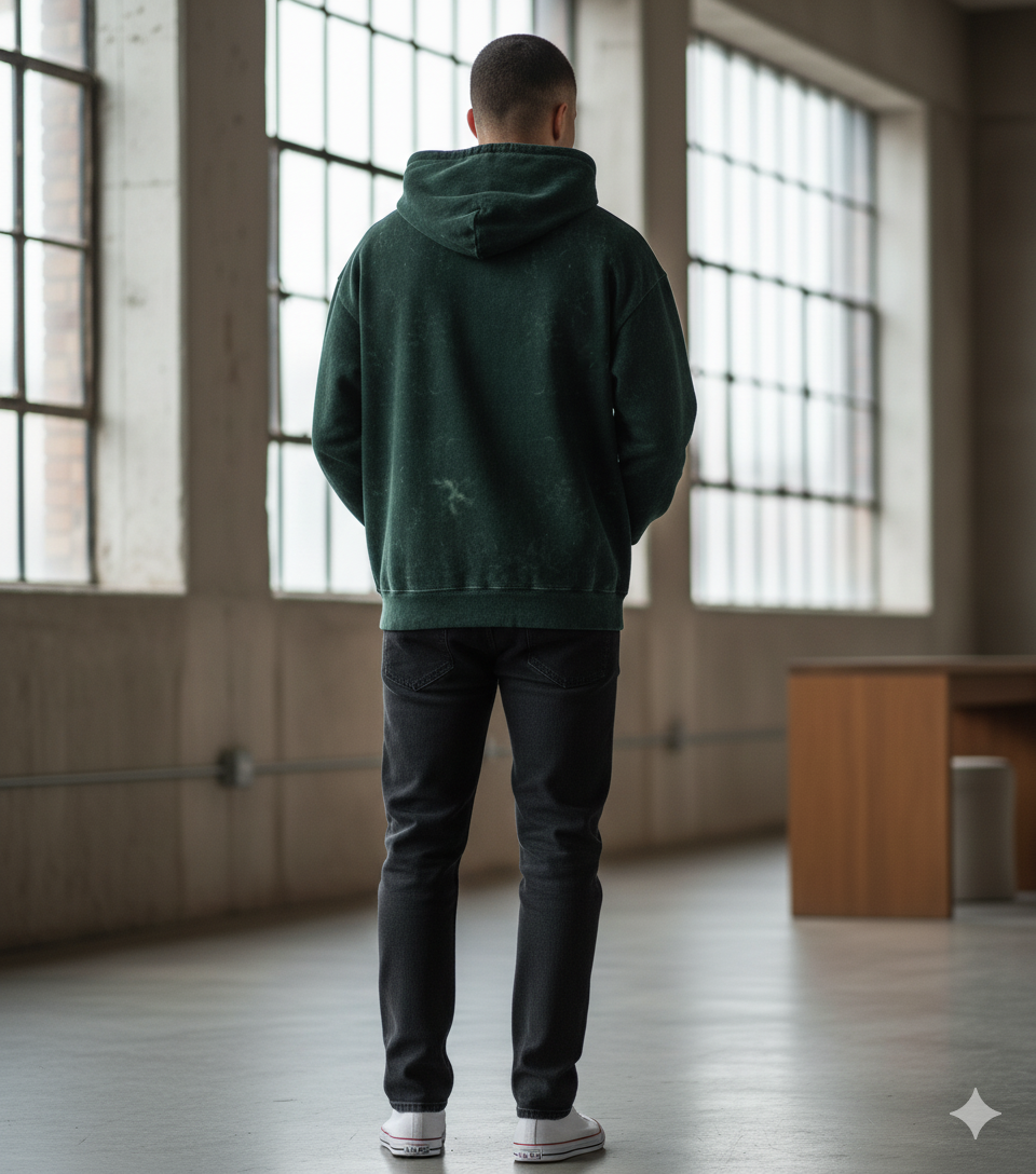 Unisex Acid Washed Hoodie{Green}