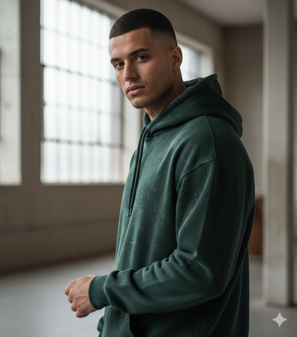 Unisex Acid Washed Hoodie{Green}